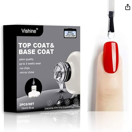 VISHINE Nail Polish Base + Top Coat Set Gel