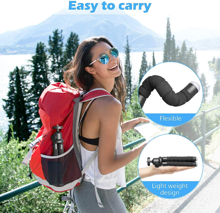 Phone Tripod, Portable and Flexible Tripod with Wireless Remote and Clip Photo/Recording