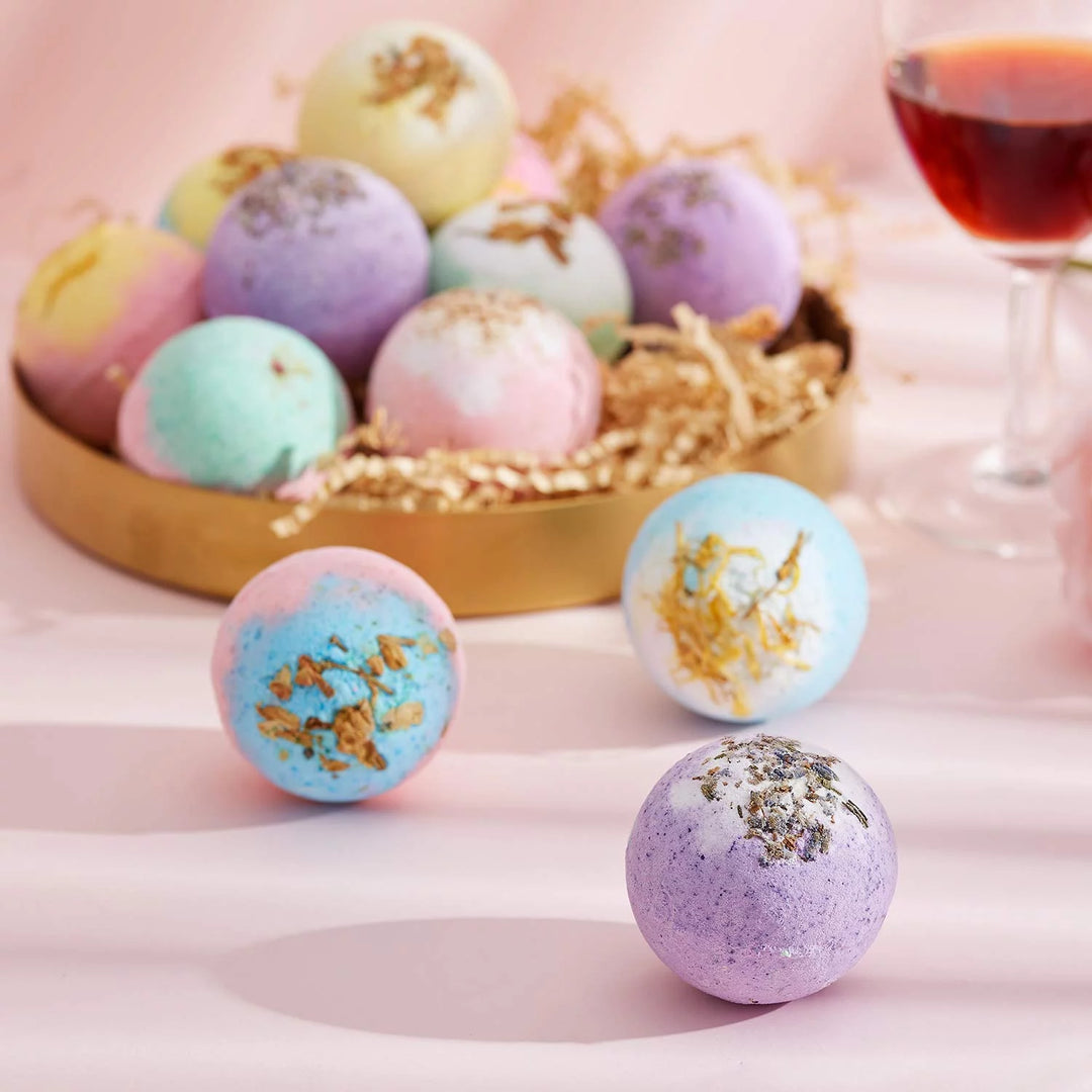 DOZZZ Bath Bombs Gift Set with Organic Essential Oils & Natural Dry Flowers Inside Fizzies Spa Bubble for Girlfriend Women Birthday Mothers Day Luxurious SPA 2.8oz x 12