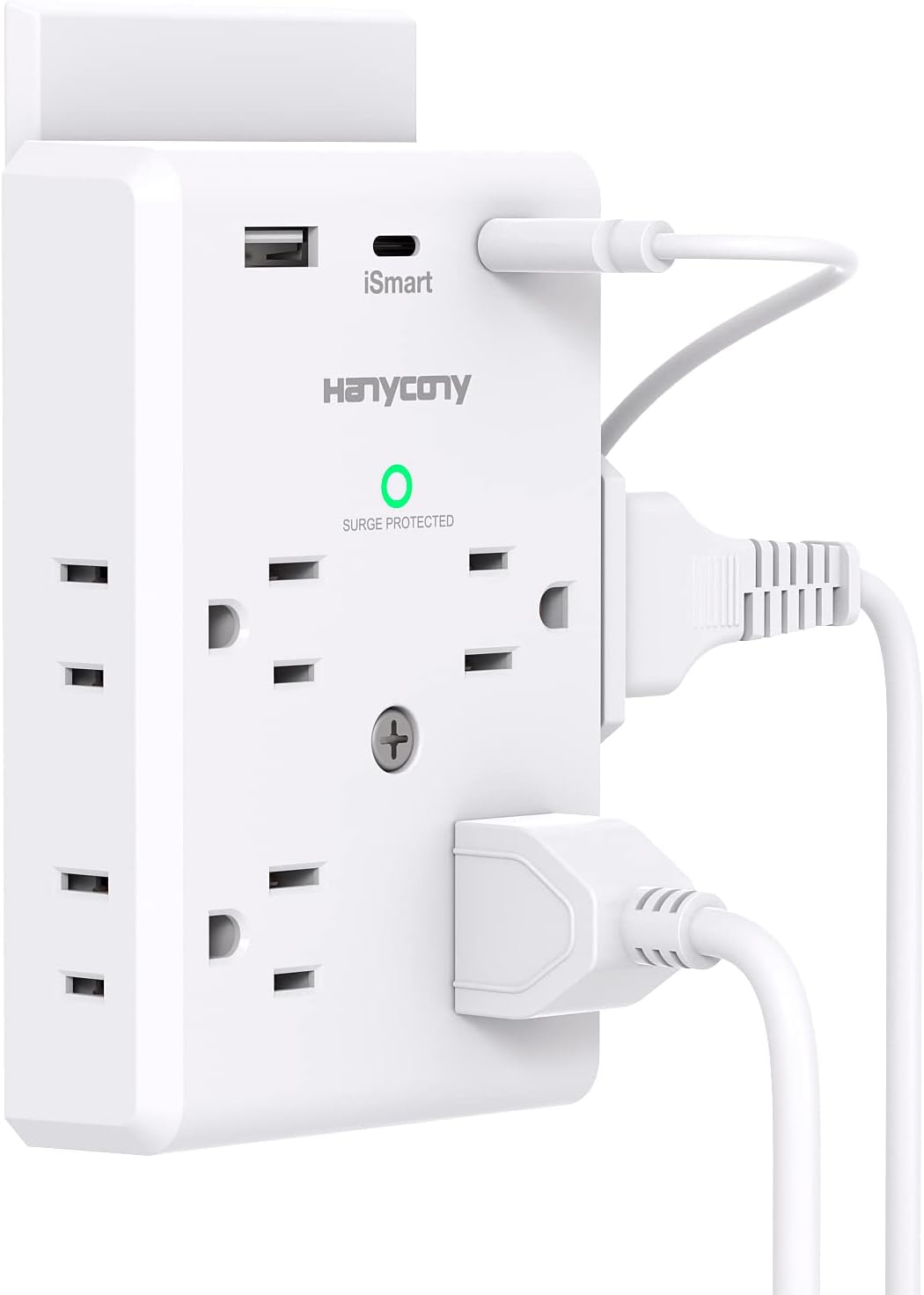 Multi Plug 8 Outlets 3 Sided 1-USB 2 USB-C Ports Extender Power Strip Surge