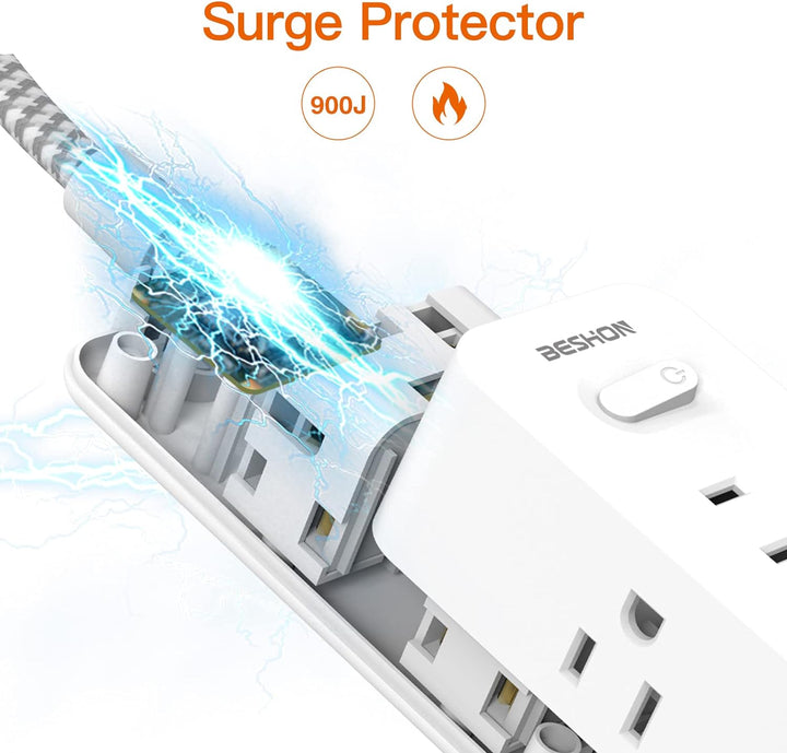 Power Strip Surge Protector 5Ft Extension Cord, 6 Outlets 3 USB ports 1 USB C