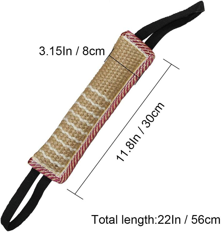 Dog Tug Toy Jute Bite Pillow with 2 Handles for Puppy Training Interactive Play