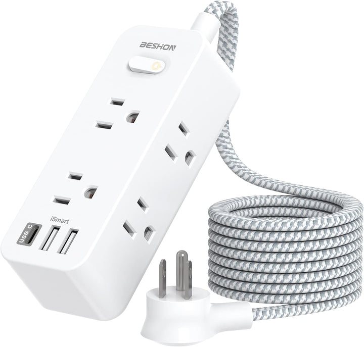 Power Strip Surge Protector 5Ft Extension Cord, 6 Outlets 3 USB ports 1 USB C