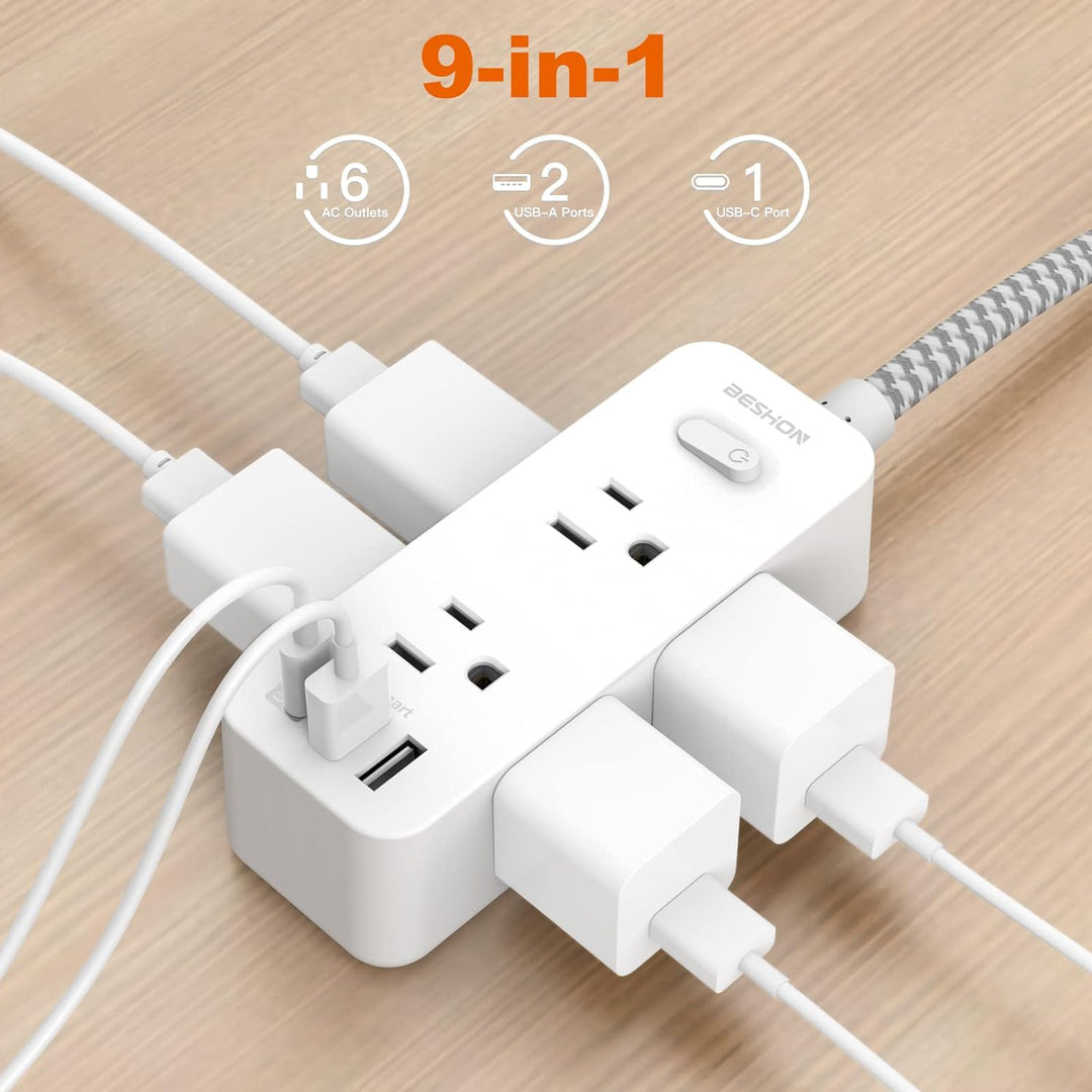Power Strip Surge Protector 5Ft Extension Cord, 6 Outlets 3 USB ports 1 USB C