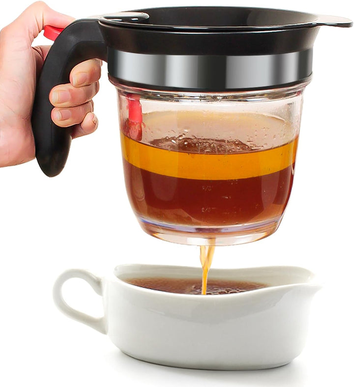 4 Cup Oil Strainer Kitchen Gadgets Grease Separator- 3in1 Multifunctional Peeler