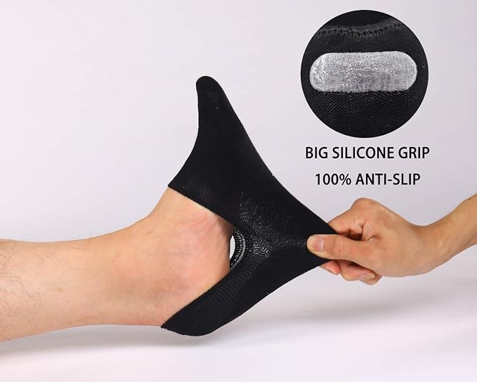 WHISPER DEER No Show Socks Invisible Low Cut Loafer Sneaker Socks With Non Slip Grip
