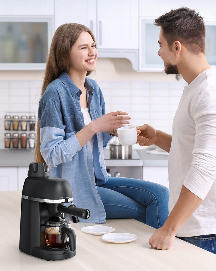 Steam Espresso Machine with Milk Frother 1-4 Cup Expresso Coffee Maker Cappuccino Latte Machine