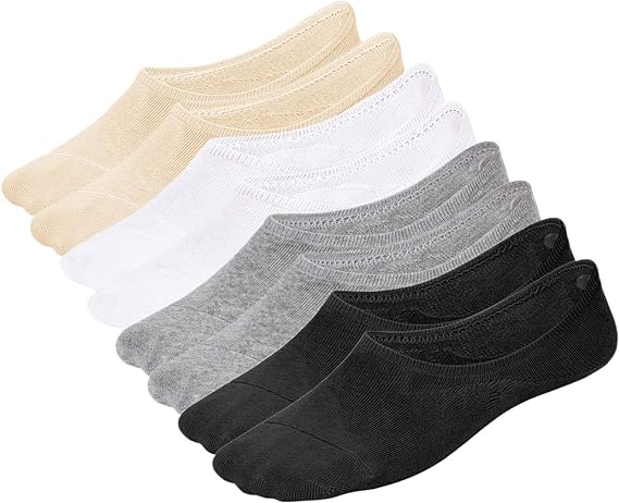 WHISPER DEER No Show Socks Invisible Low Cut Loafer Sneaker Socks With Non Slip Grip