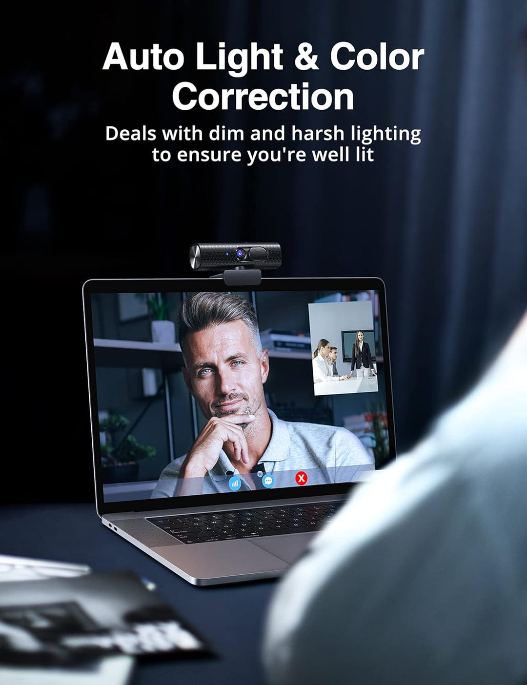 Webcam, VAV 2K Web Camera with Dual Microphones, Autofocus