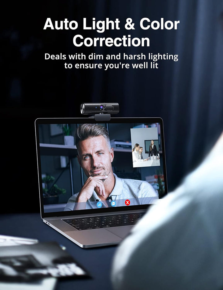 Webcam, VAV 2K Web Camera with Dual Microphones, Autofocus