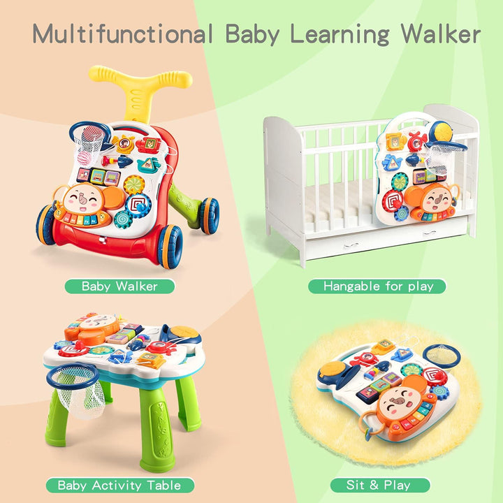 Sit-to-Stand Learning Walker, 2 in 1 Baby Walker, Early Educational Child Activity Center