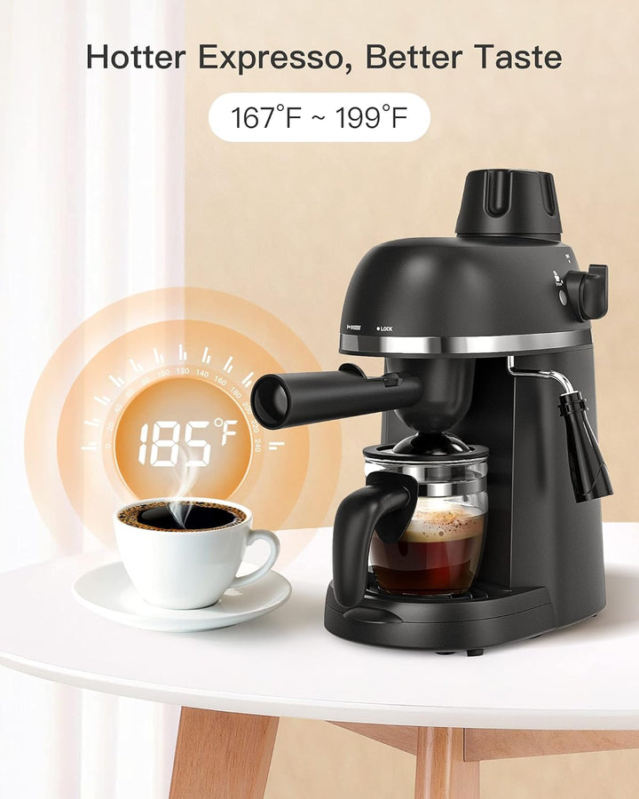 Steam Espresso Machine with Milk Frother 1-4 Cup Expresso Coffee Maker Cappuccino Latte Machine
