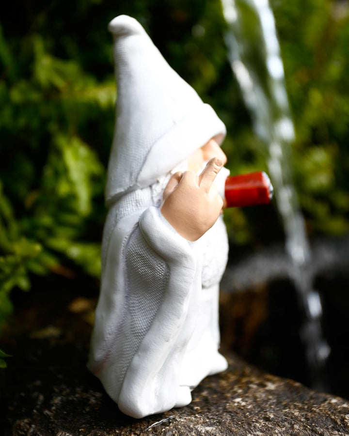 Funny Garden Gnome Statue W/Middle Finger for Indoor Lawn Garden Outside Yard Decor