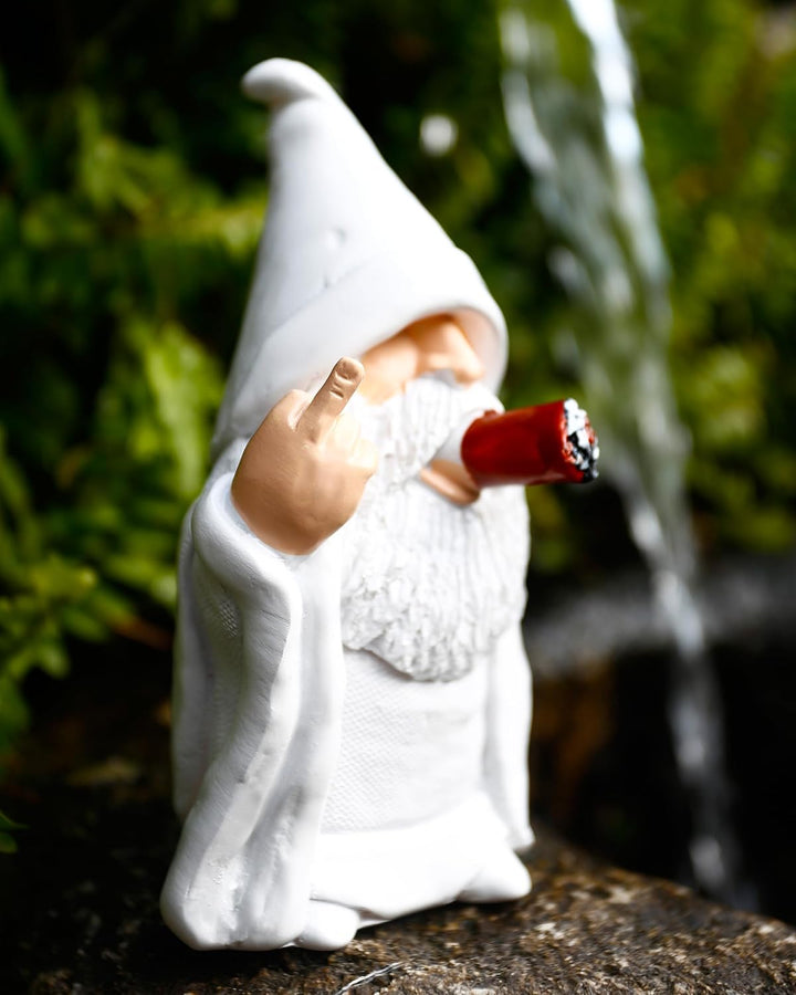 Funny Garden Gnome Statue W/Middle Finger for Indoor Lawn Garden Outside Yard Decor