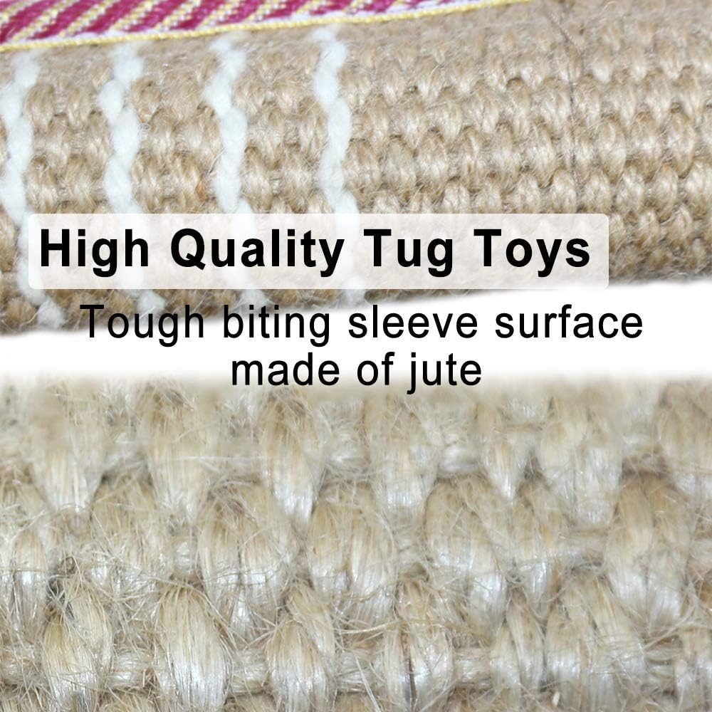 Dog Tug Toy Jute Bite Pillow with 2 Handles for Puppy Training Interactive Play