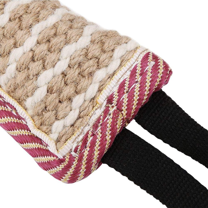 Dog Tug Toy Jute Bite Pillow with 2 Handles for Puppy Training Interactive Play