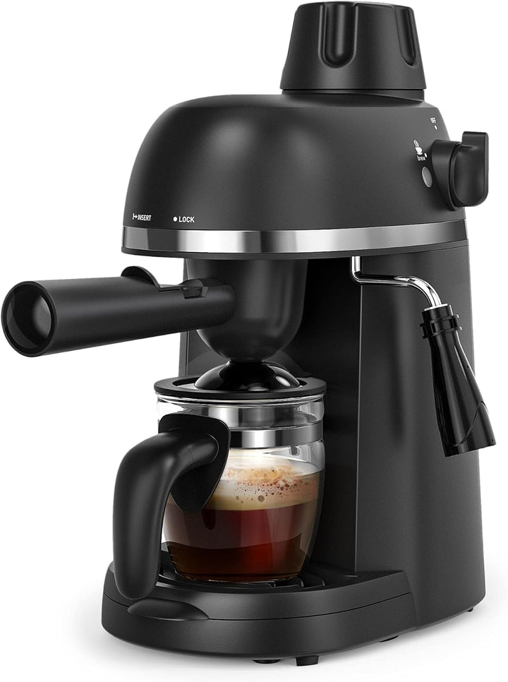 Steam Espresso Machine with Milk Frother 1-4 Cup Expresso Coffee Maker Cappuccino Latte Machine