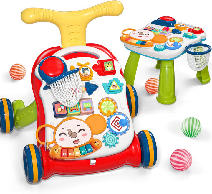 Sit-to-Stand Learning Walker, 2 in 1 Baby Walker, Early Educational Child Activity Center