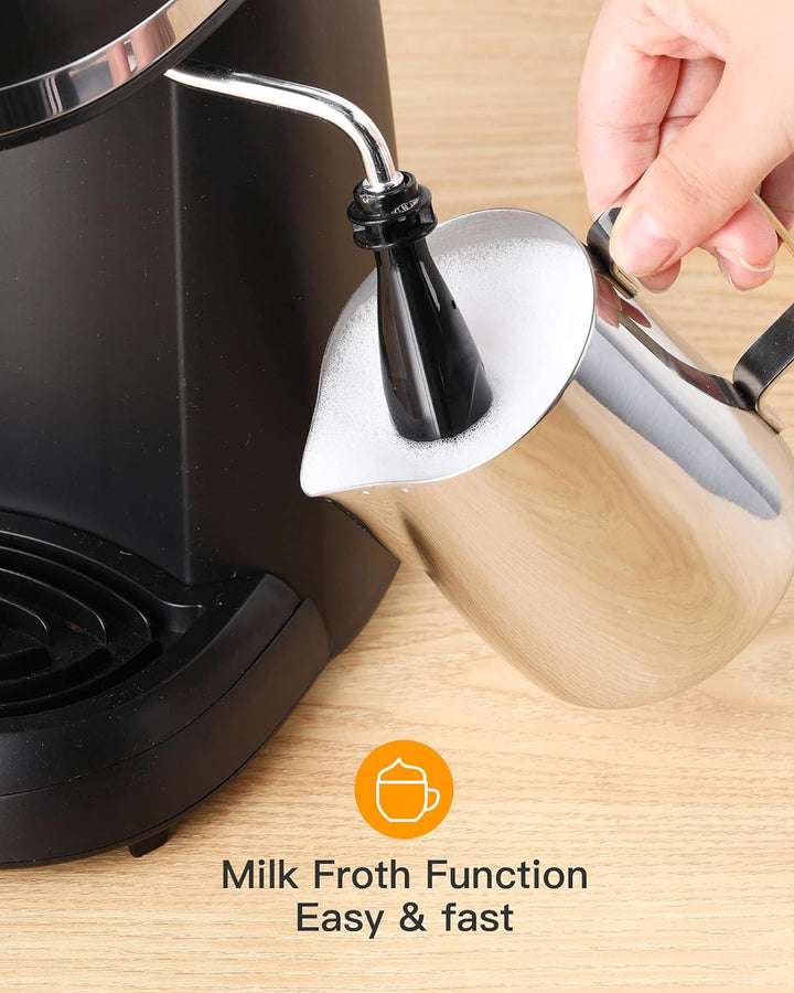 Steam Espresso Machine with Milk Frother 1-4 Cup Expresso Coffee Maker Cappuccino Latte Machine