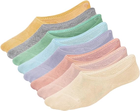 WHISPER DEER No Show Socks Invisible Low Cut Loafer Sneaker Socks With Non Slip Grip