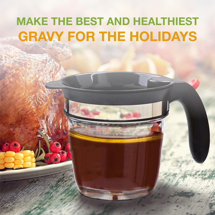 4 Cup Oil Strainer Kitchen Gadgets Grease Separator- 3in1 Multifunctional Peeler