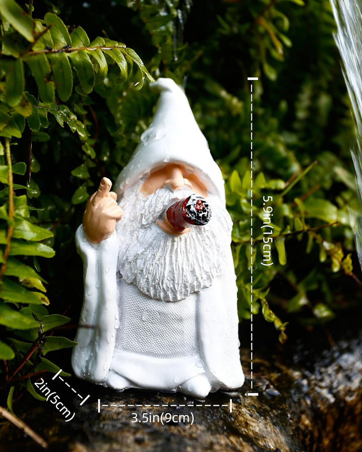 Funny Garden Gnome Statue W/Middle Finger for Indoor Lawn Garden Outside Yard Decor