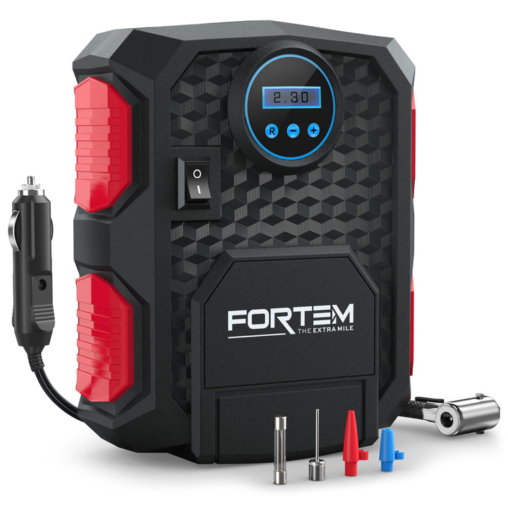 FORTEM Tire Inflator Portable Air Compressor 150 PSI 12V Electric Bike Pump for Car Tires and Bicycles w/LED Light