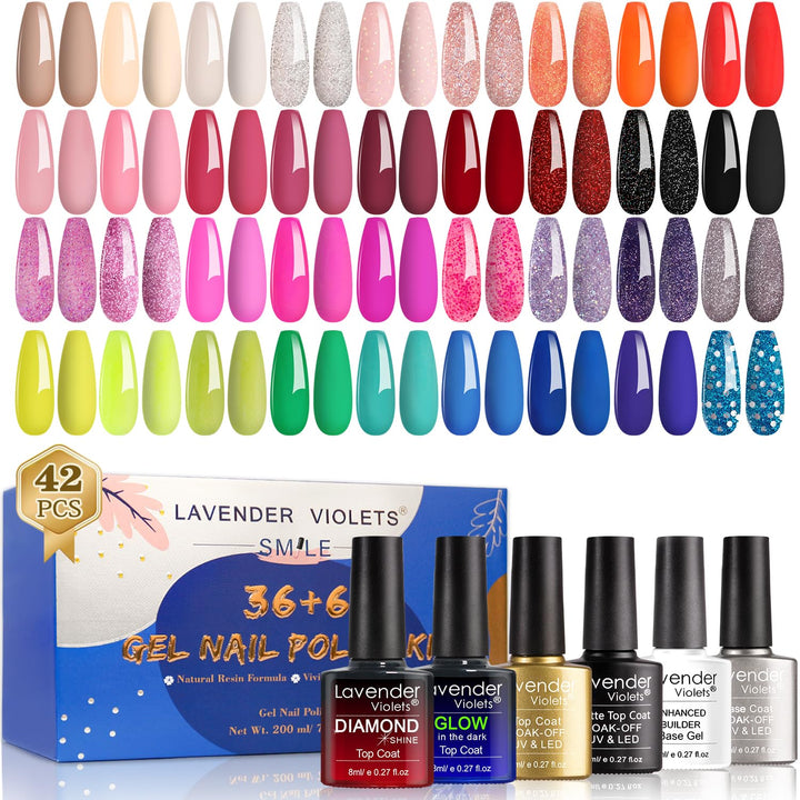 Lavender Violets 42 Pcs Gel Nail Polish Set