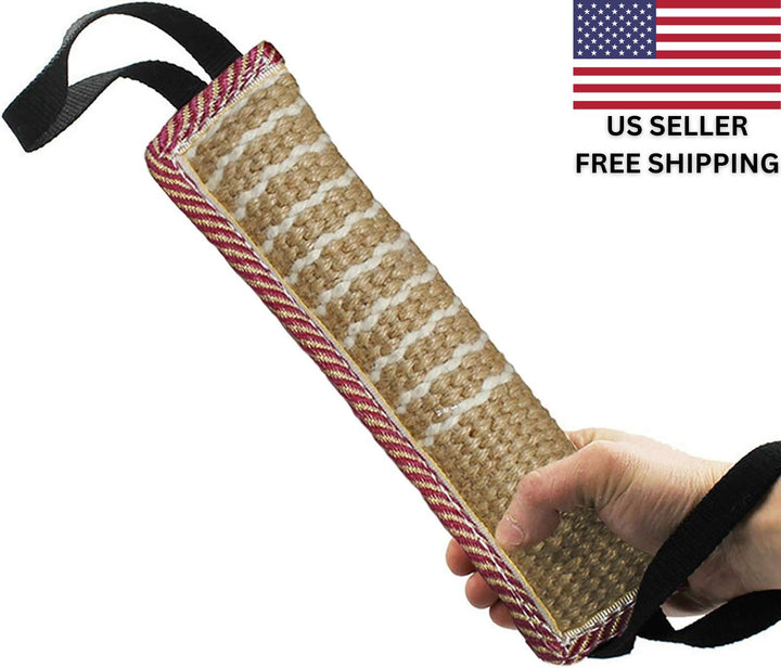 Dog Tug Toy Jute Bite Pillow with 2 Handles for Puppy Training Interactive Play